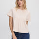 Short-Sleeve Crew-Neck Peplum Blouse