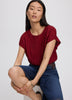 Extended-Sleeve Crew-Neck Blouse with Elasticated Hem
