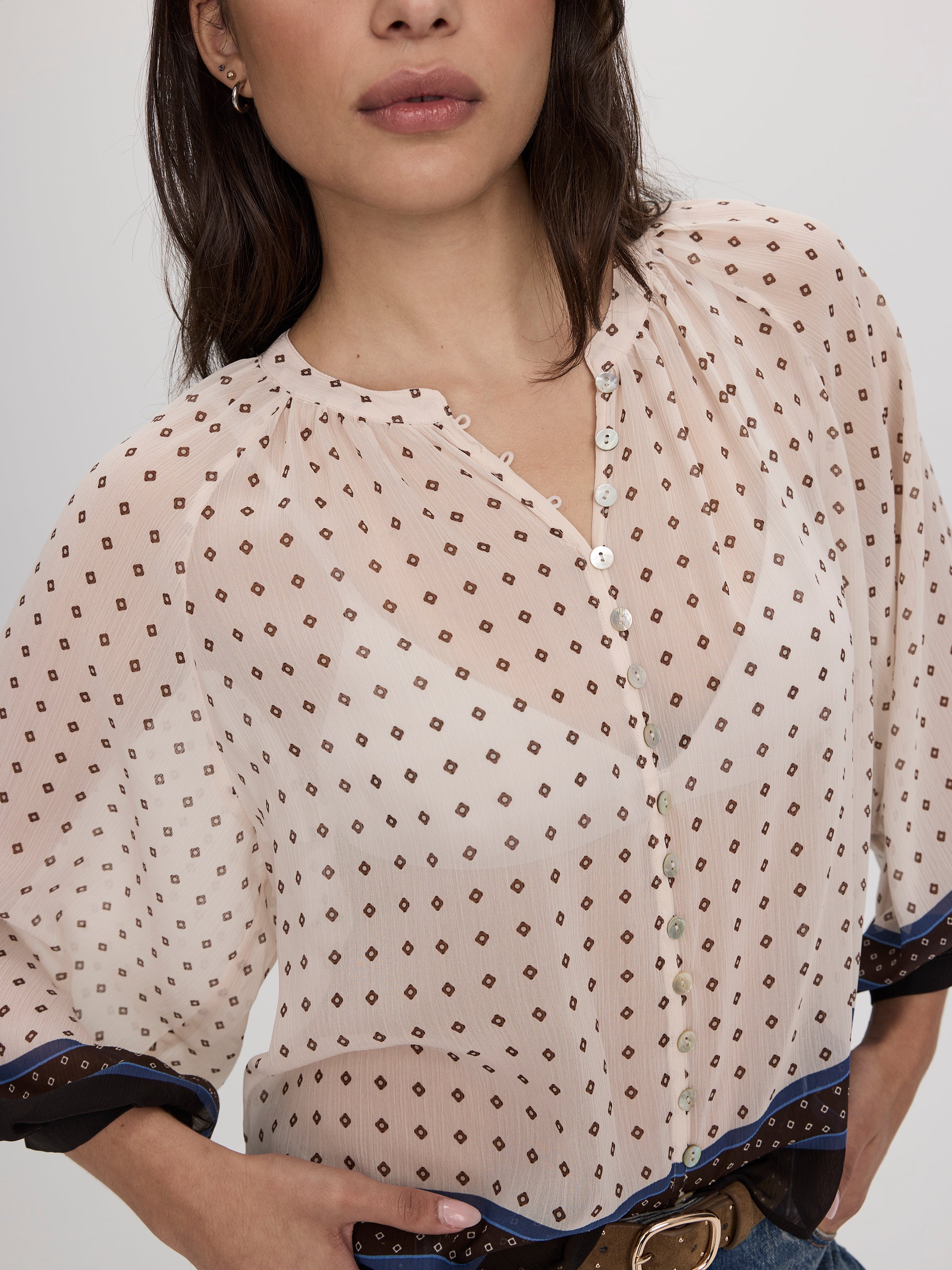 Long-Sleeve Loose Chiffon Blouse