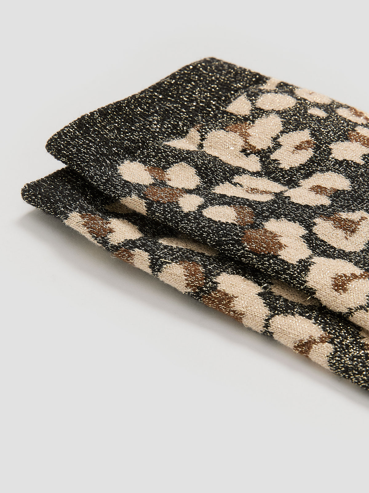 Shimmery Crew Socks with Animal Print