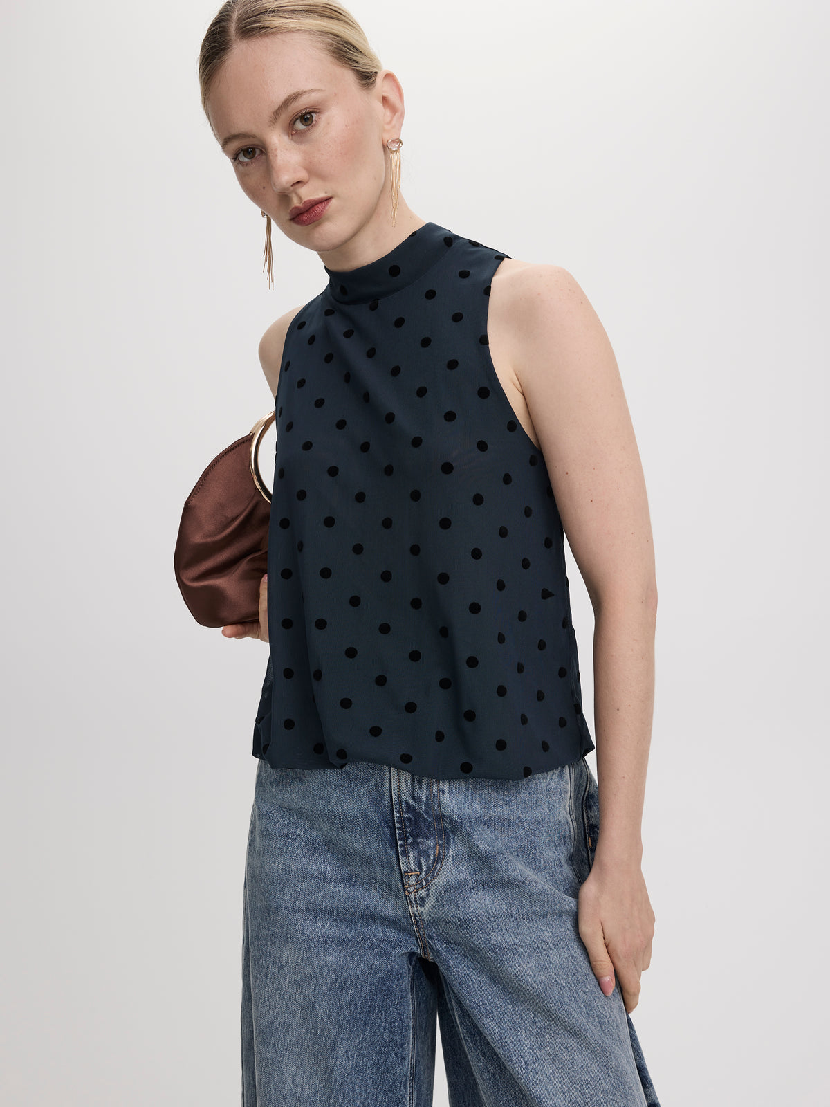 Mock-Neck Tank with Bubble Hem