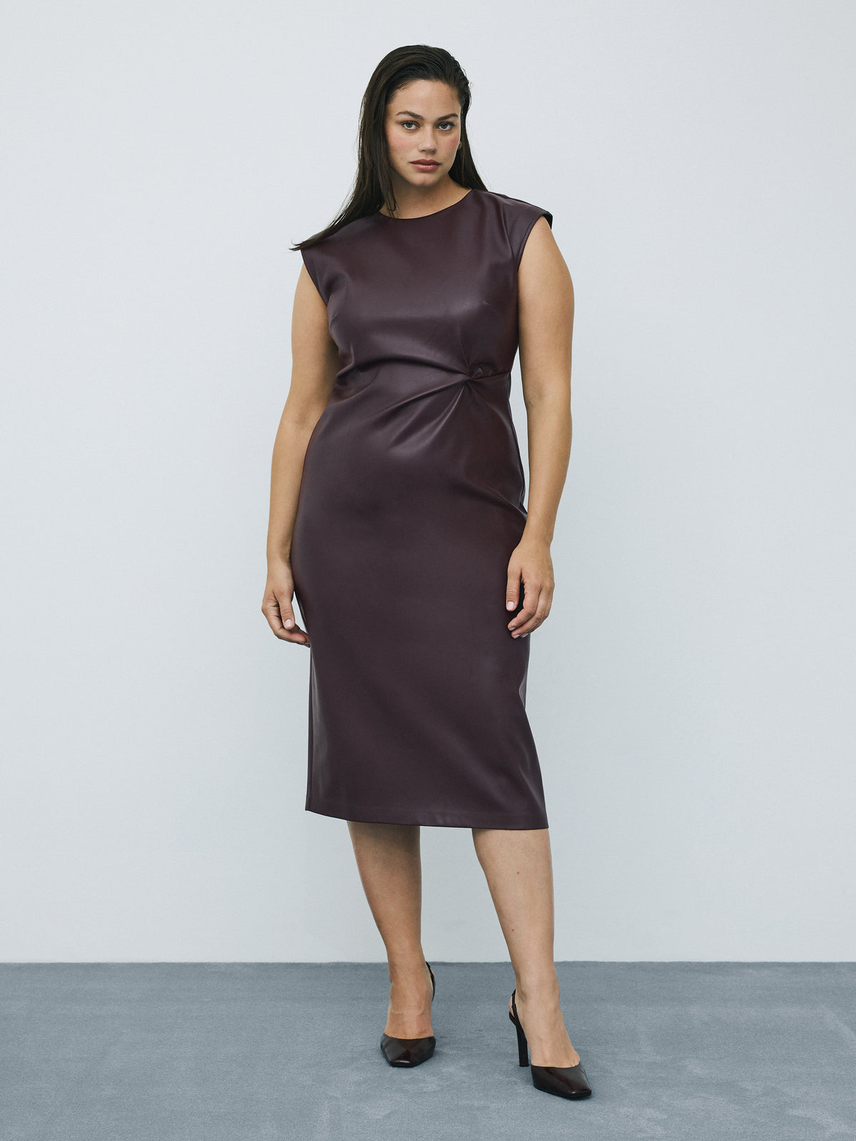 Faux Leather Midi Dress