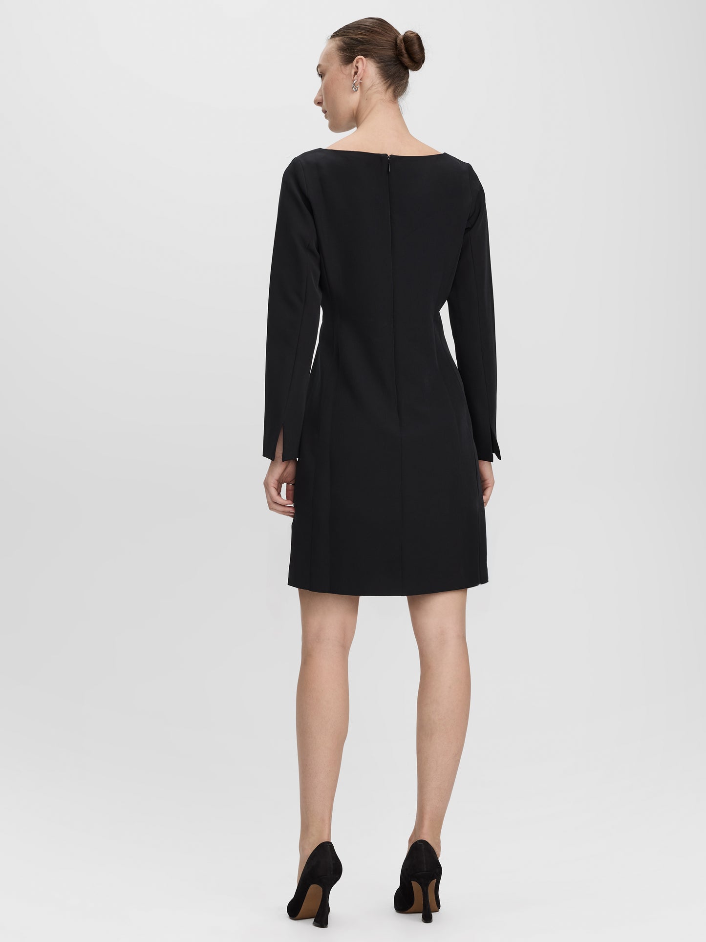 Long-Sleeve Boat-Neck Mini Dress