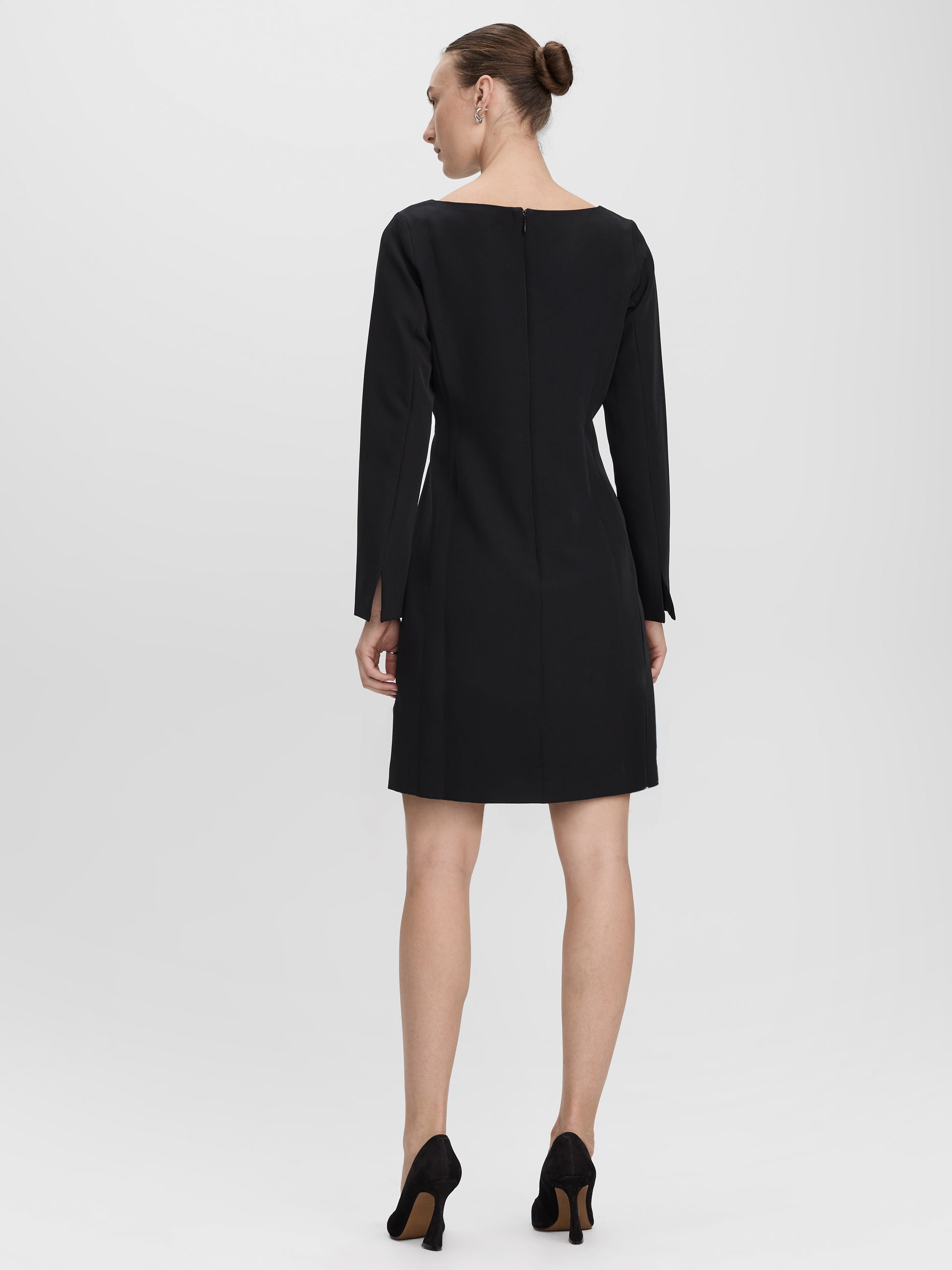 Long-Sleeve Boat-Neck Mini Dress