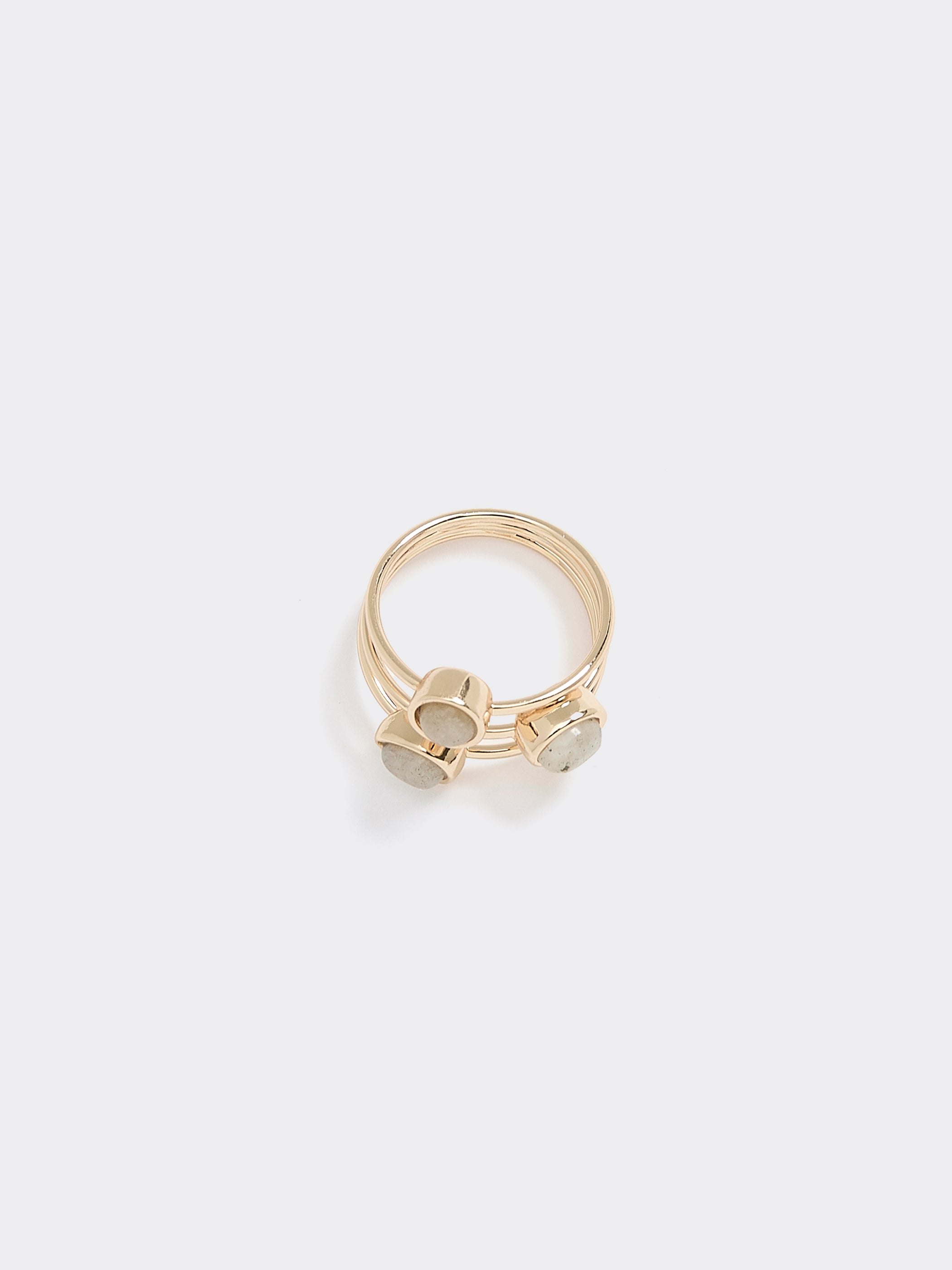 Rings with Semi-Precious Stones - Set of 2
