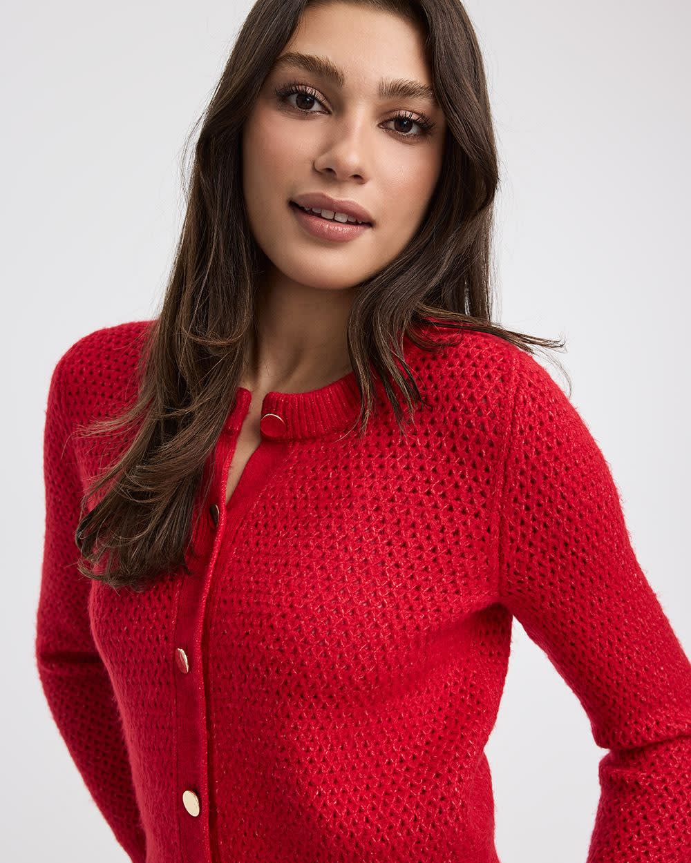 Cardigan ajusté à manches longues et col rond