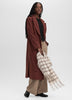 Wool-Blend Long Jacket with Sash