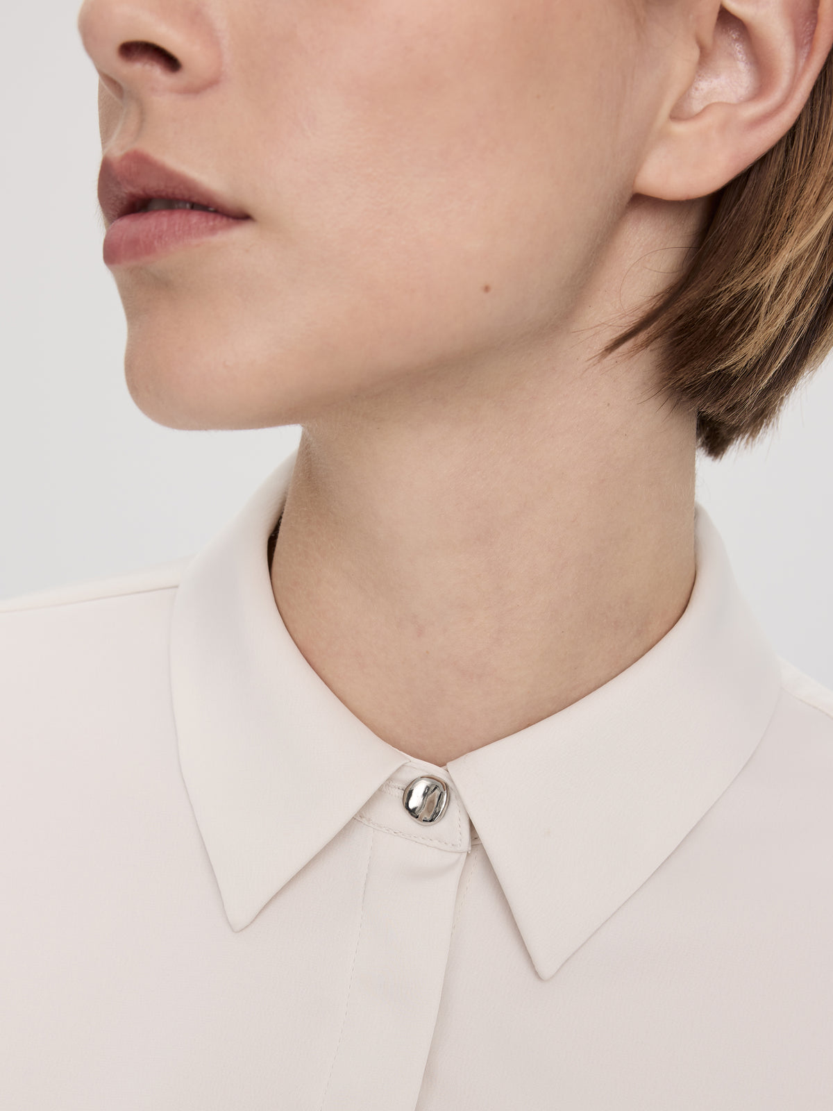 Long-Sleeve Loose Satin Blouse
