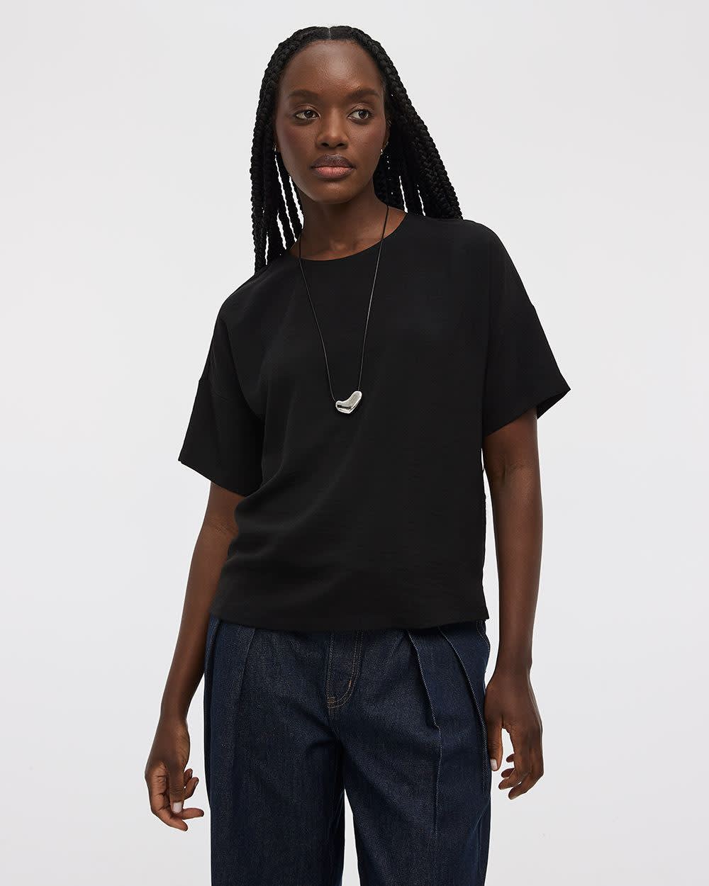 Short-Sleeve Crew-Neck Blouse