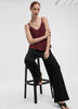 Wide-Leg High-Rise Pull-On Piqué Pant