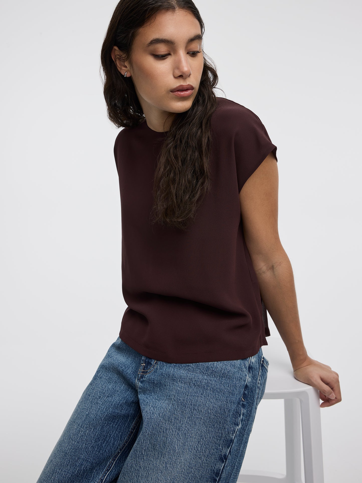 Blouse à col rond et manches courtes 