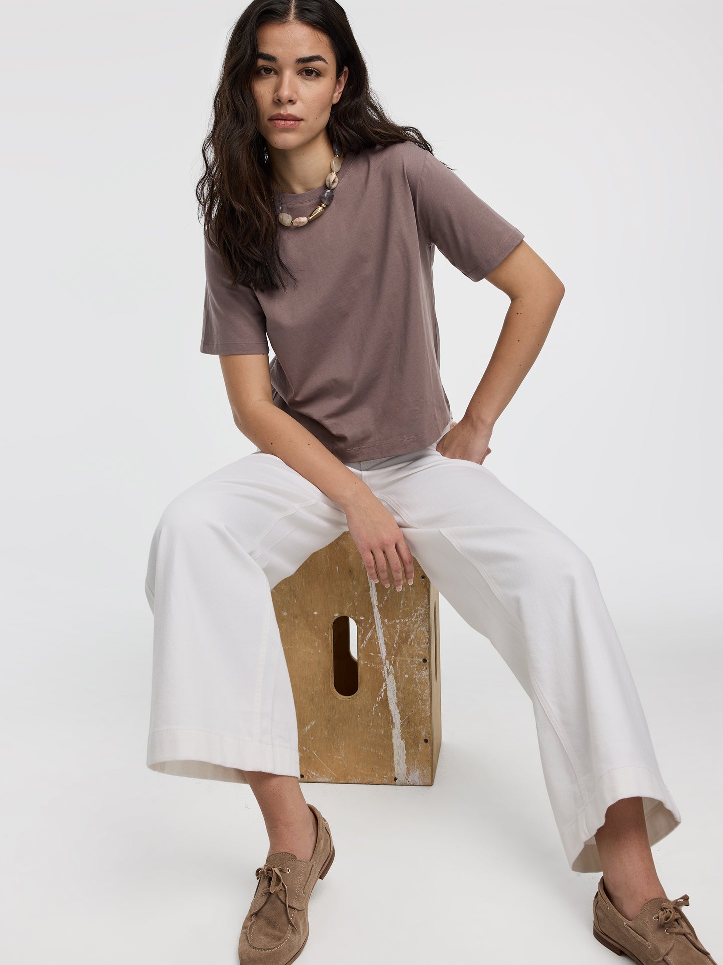 Jean à jambe large et taille haute 