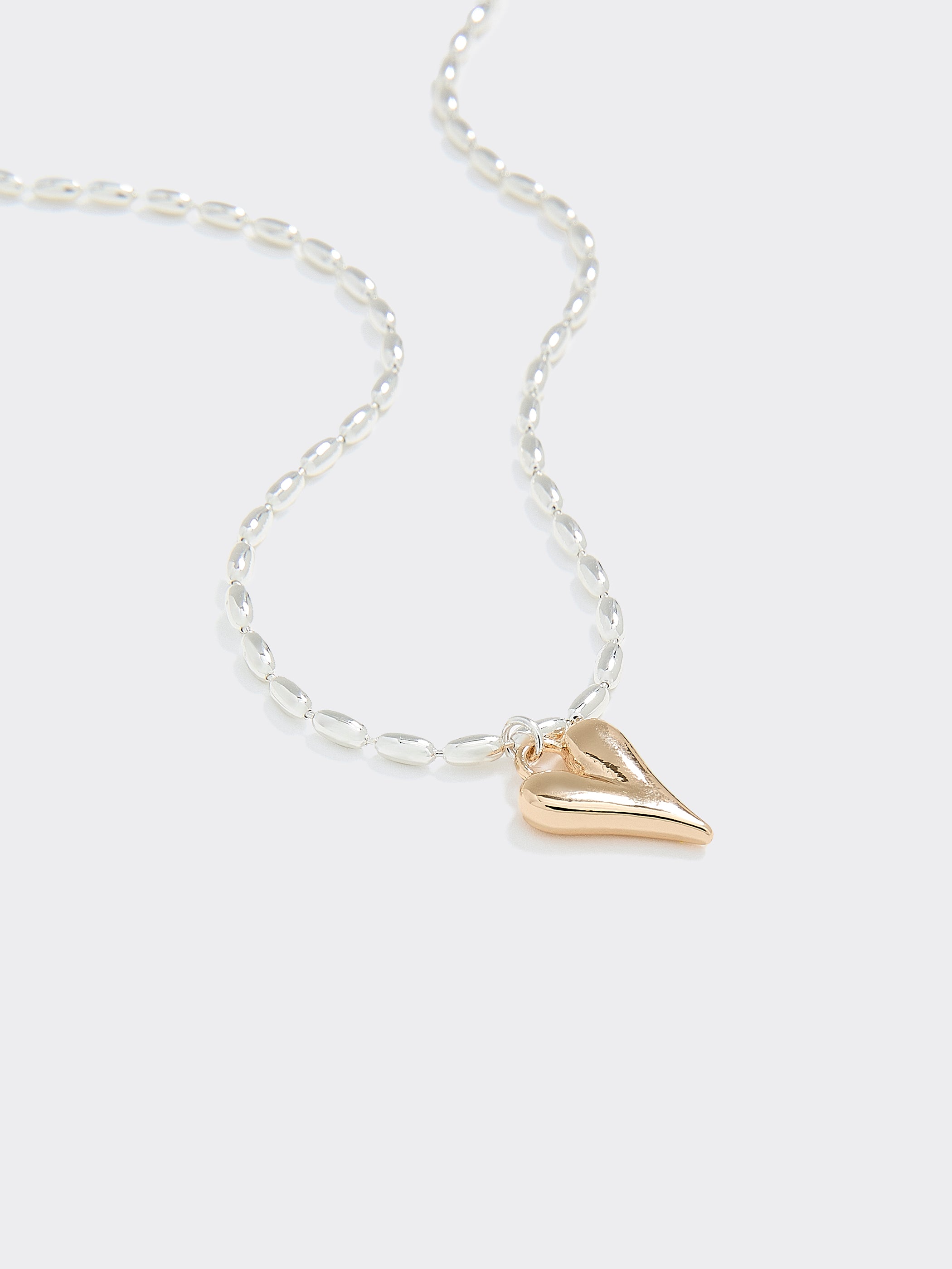 Two-Tone Short Necklace with Heart Pendant