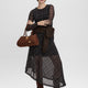 Long-Sleeve Bodycon Midi Dress with Side Shirrings