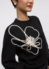 Long-Sleeve Crew-Neck Sweater with Soutache Flowers