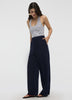 Wide-Leg High-Rise Pull-On Piqué Pant