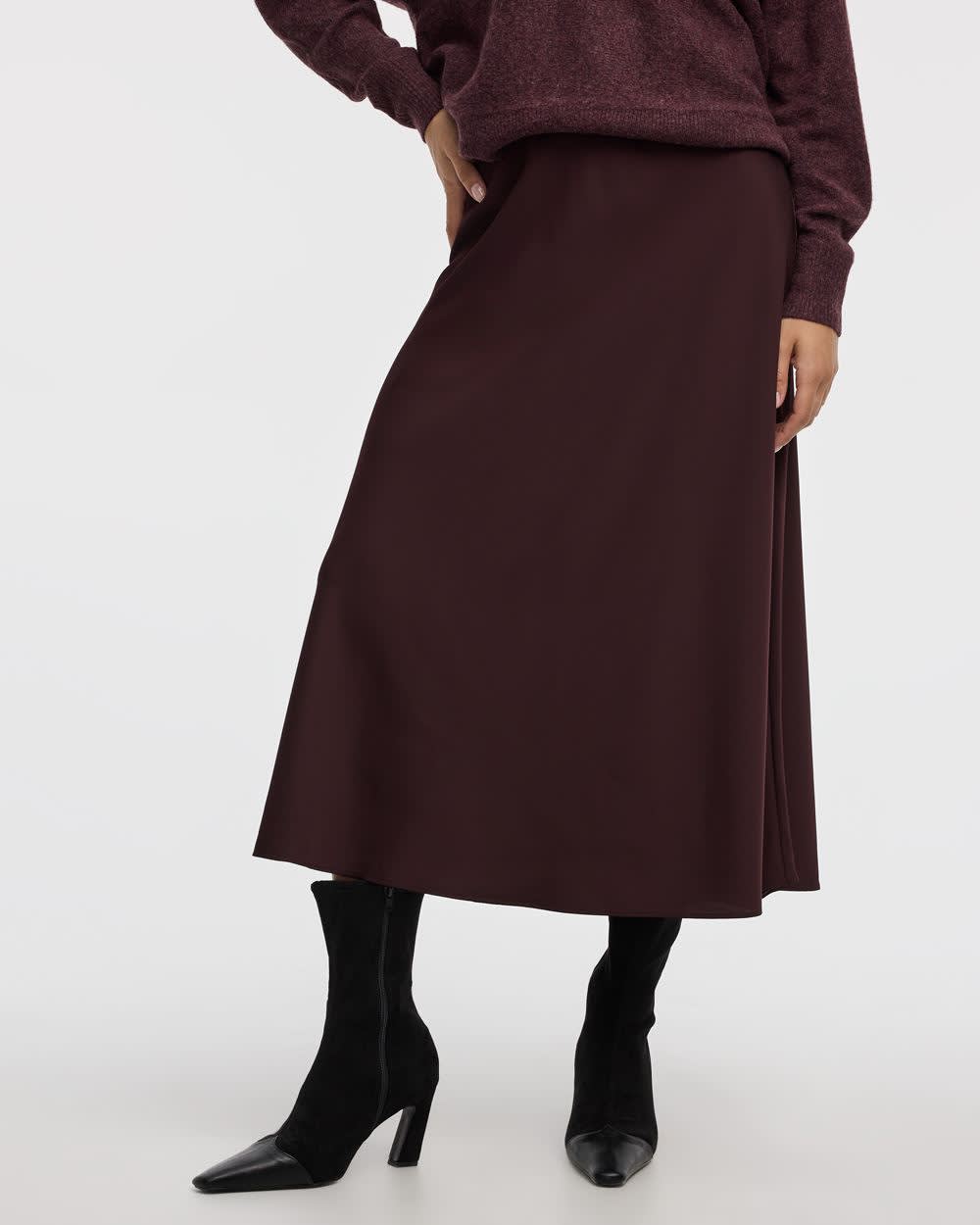 Satin A-Line Midi Skirt