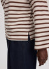 Striped Long-Sleeve Boat-Neck Top
