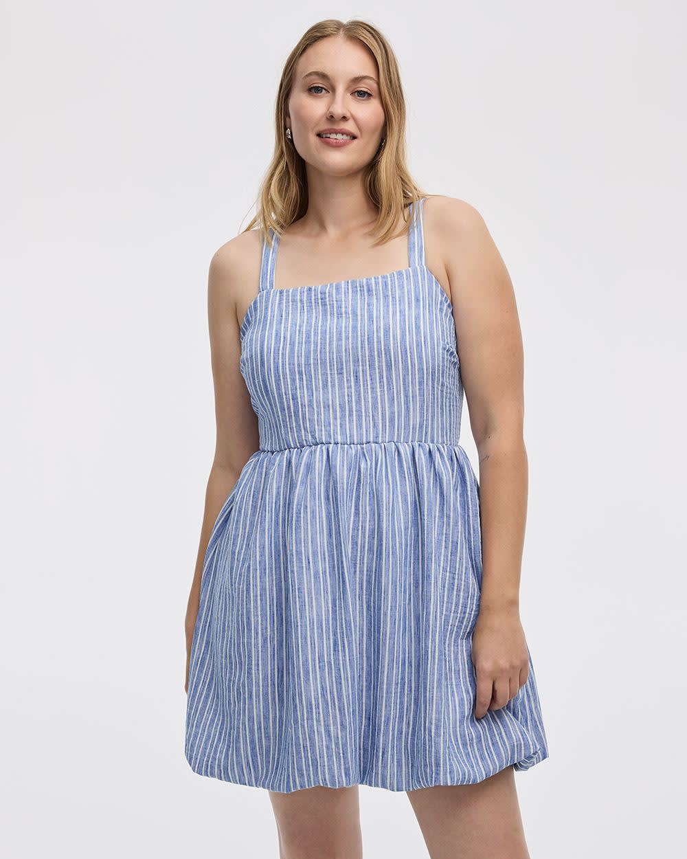 Sleeveless Bubble Mini Dress with Square Neckline