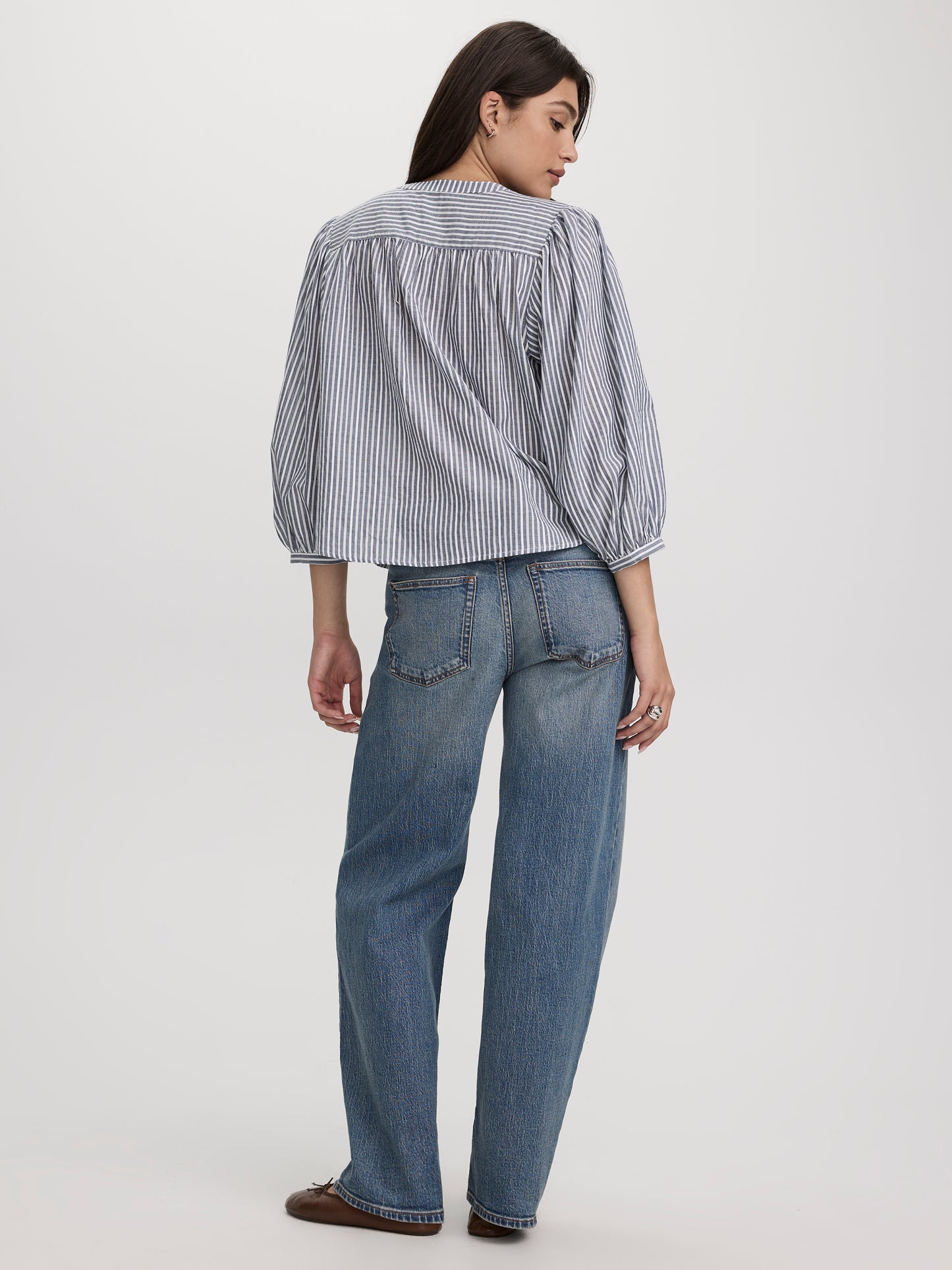 Blouse rayée à manches 3/4 