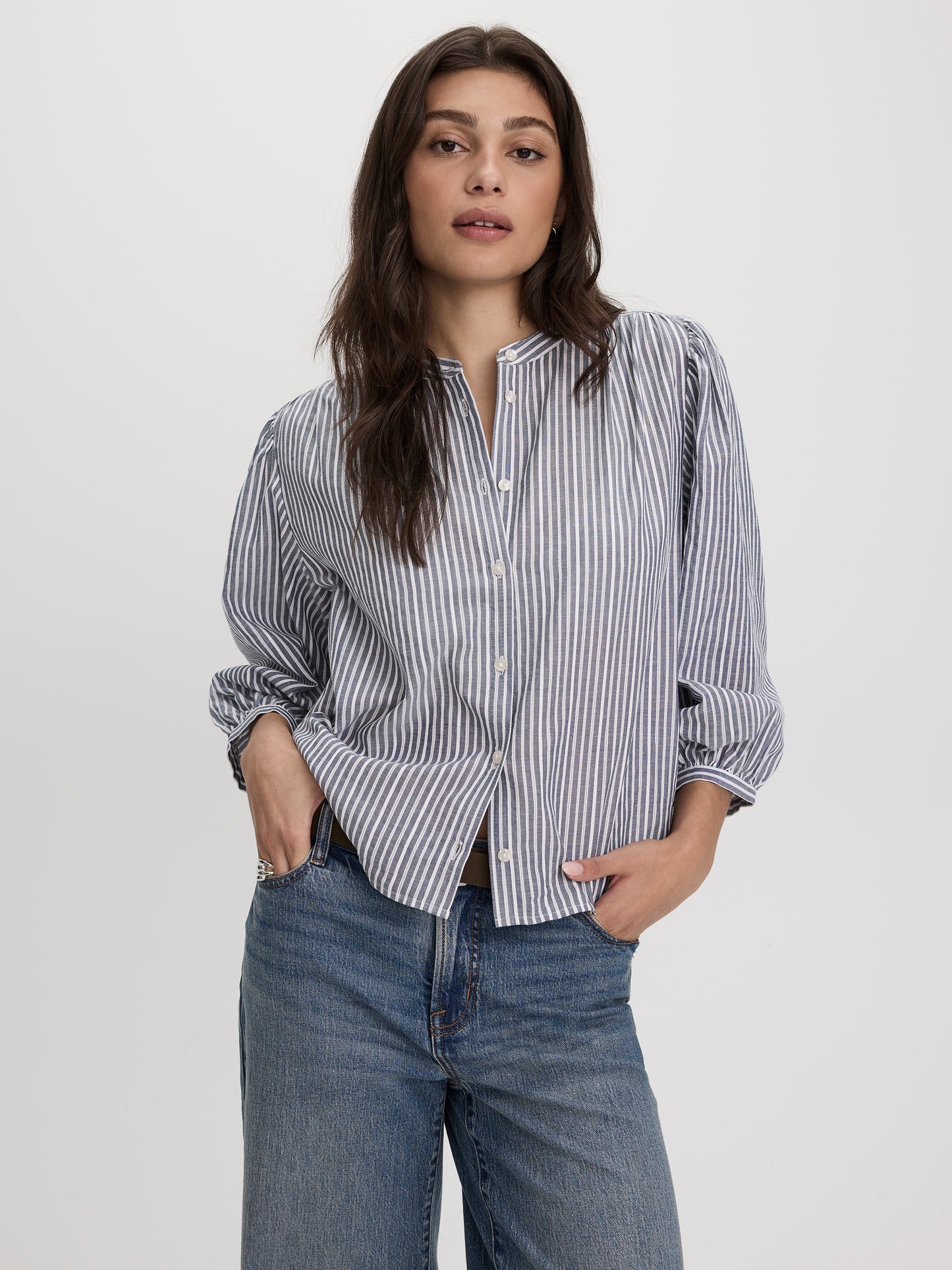 Blouse rayée à manches 3/4 