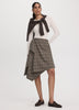 Plaid Midi Skirt with Asymmetrical Hem