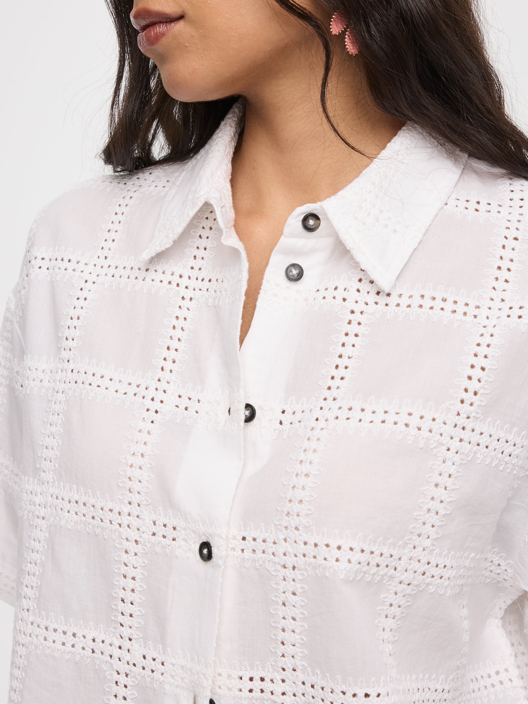 Short-Sleeve Shirt with Embroideries