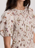 Smocked Blouse with Short Bubble Sleeves