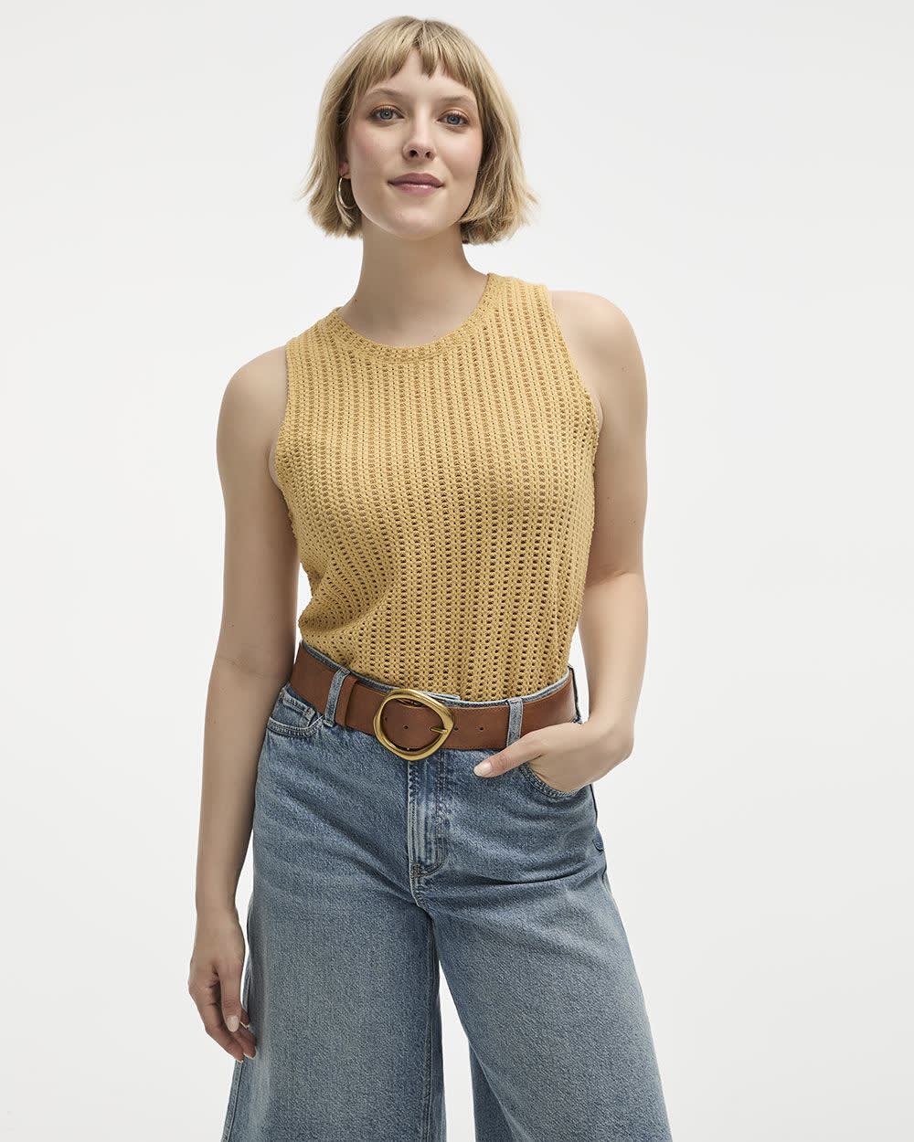 Crew-Neck Crochet Tank