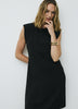 Sleeveless Midi Dress with Shoulder Pads