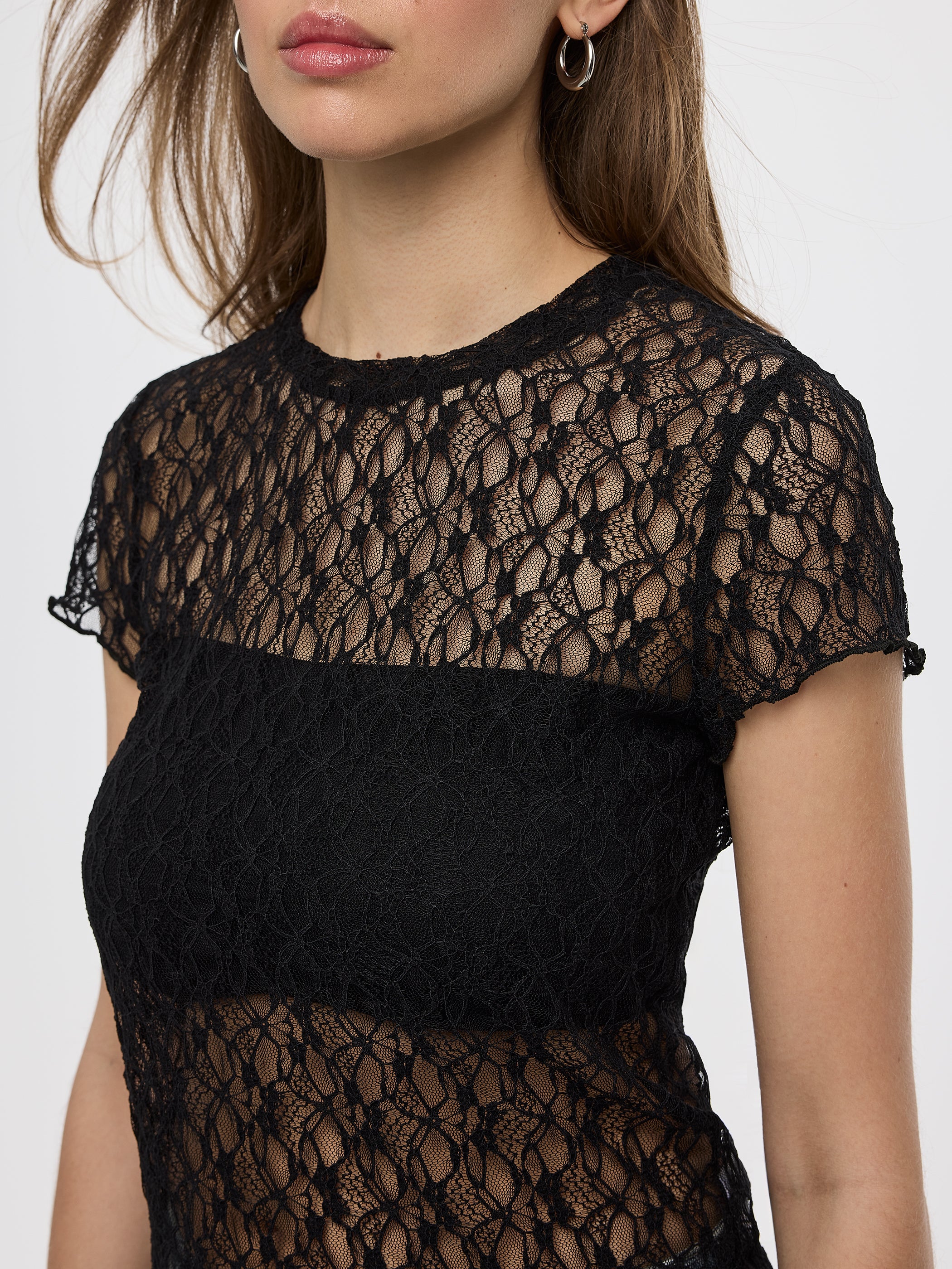 Women's Fitted Short-Sleeve Lace Top – Hyba by Reitmans