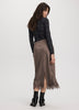 Satin Midi Skirt with Lace Trim