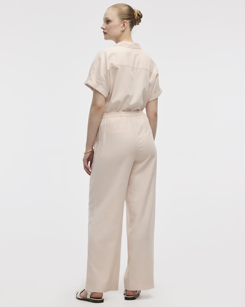 Wide-Leg High-Rise Linen Blend Pant - Tall
