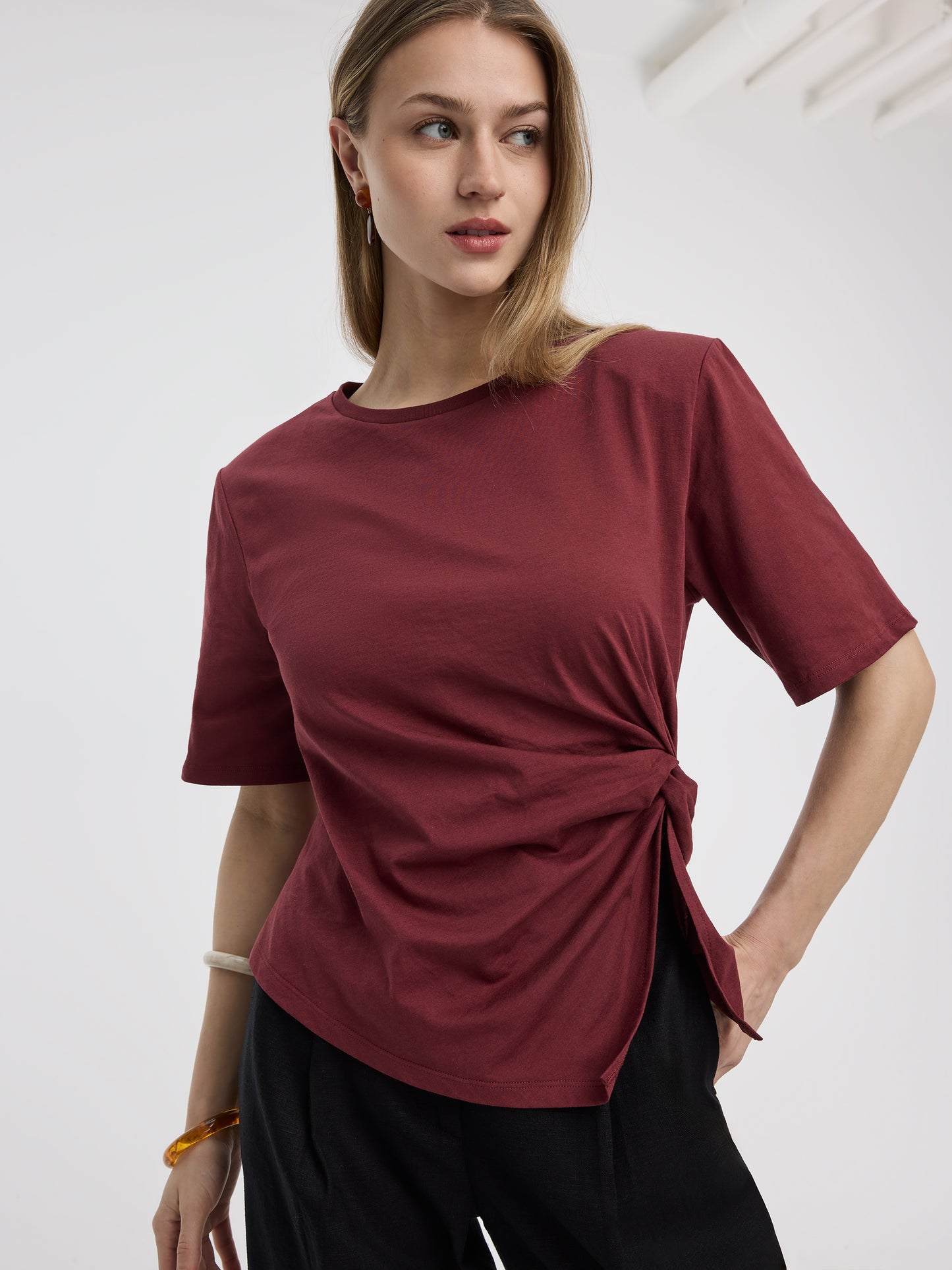 Short-Sleeve Top with Side Knot