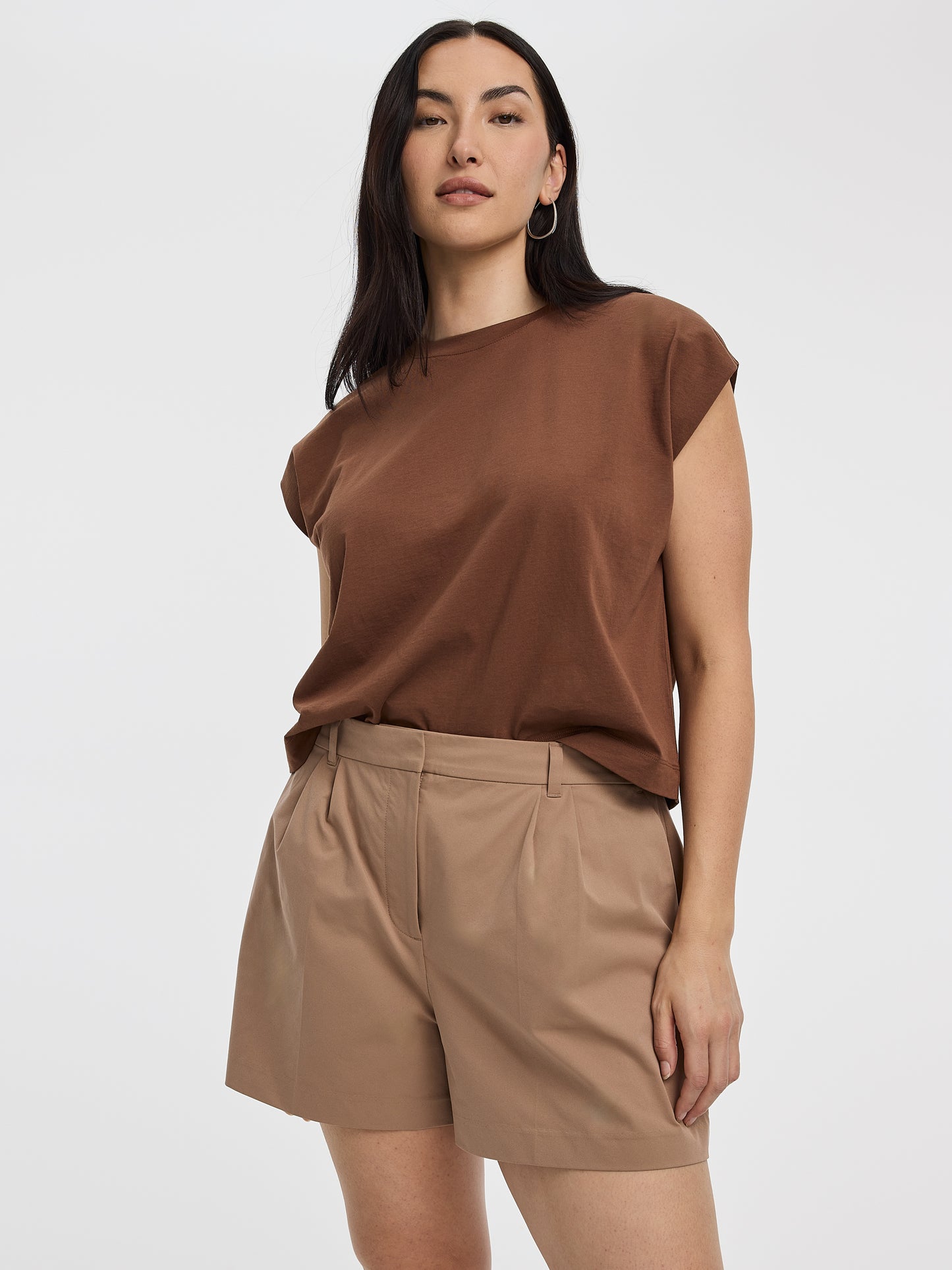 Fine Twill Pleated Shorts