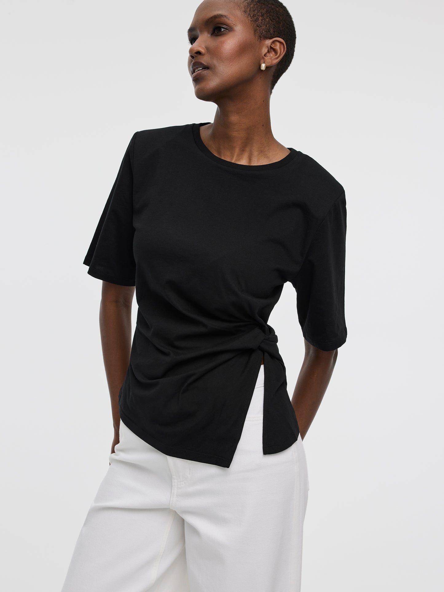 Short-Sleeve Top with Side Knot