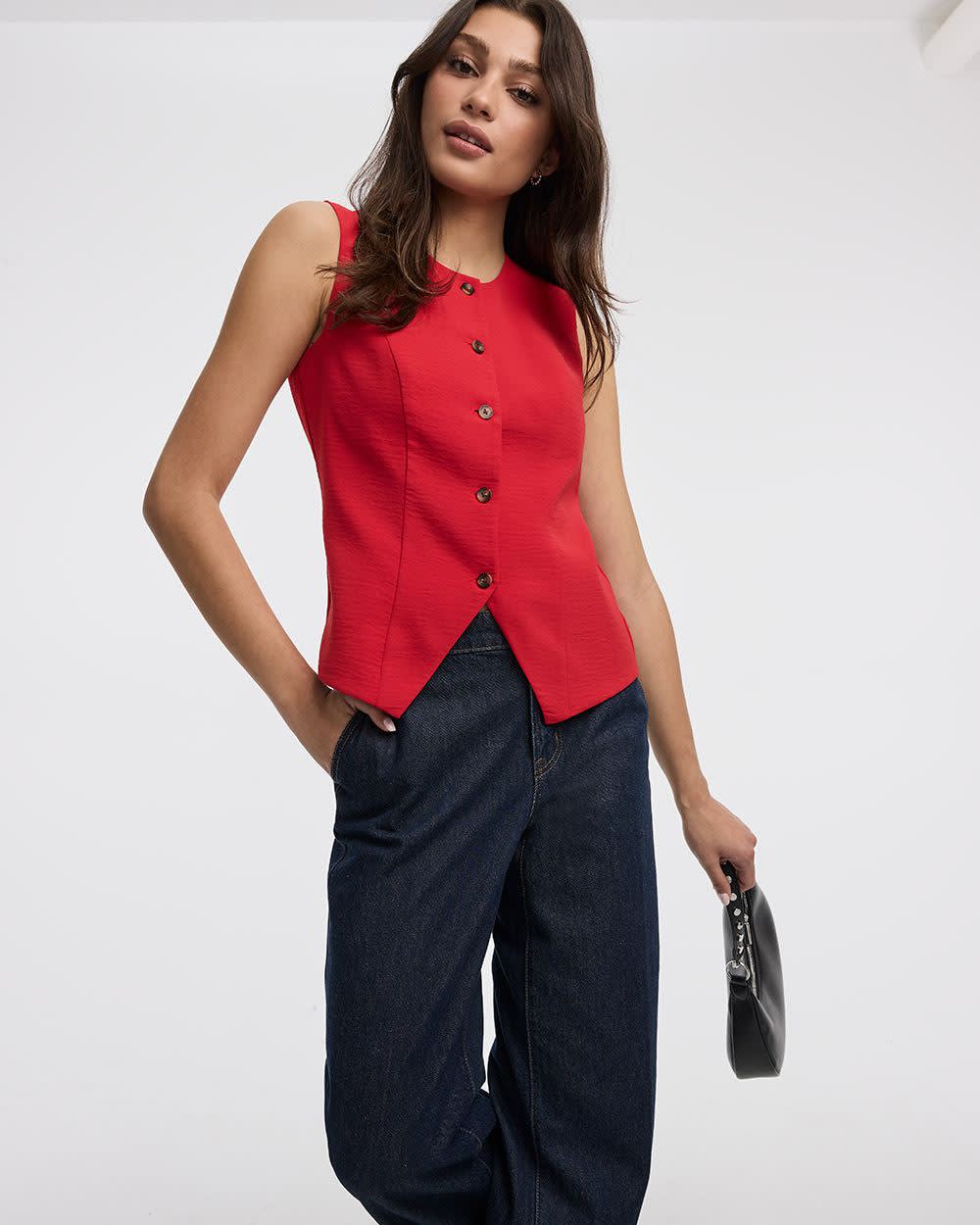 Sleeveless Crew-Neck Vest