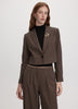 Short One-Button Houndstooth Blazer