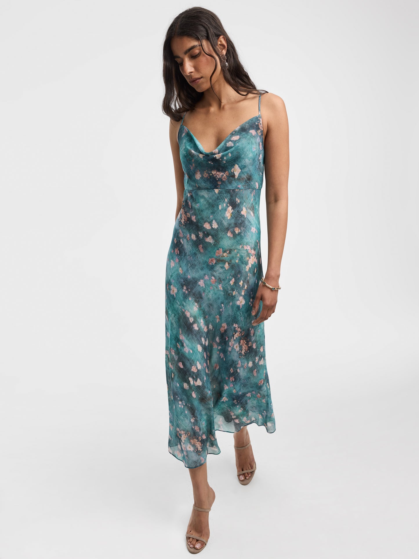 Sleeveless Maxi Dress with Cowl Neckline