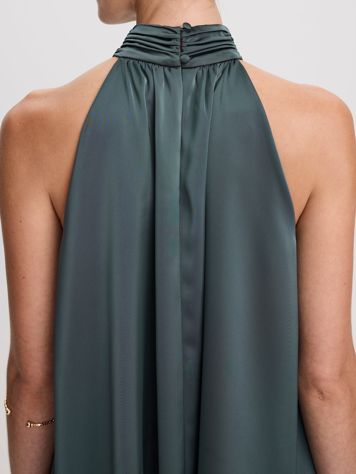 Sleeveless Halter-Neck Satin Dress