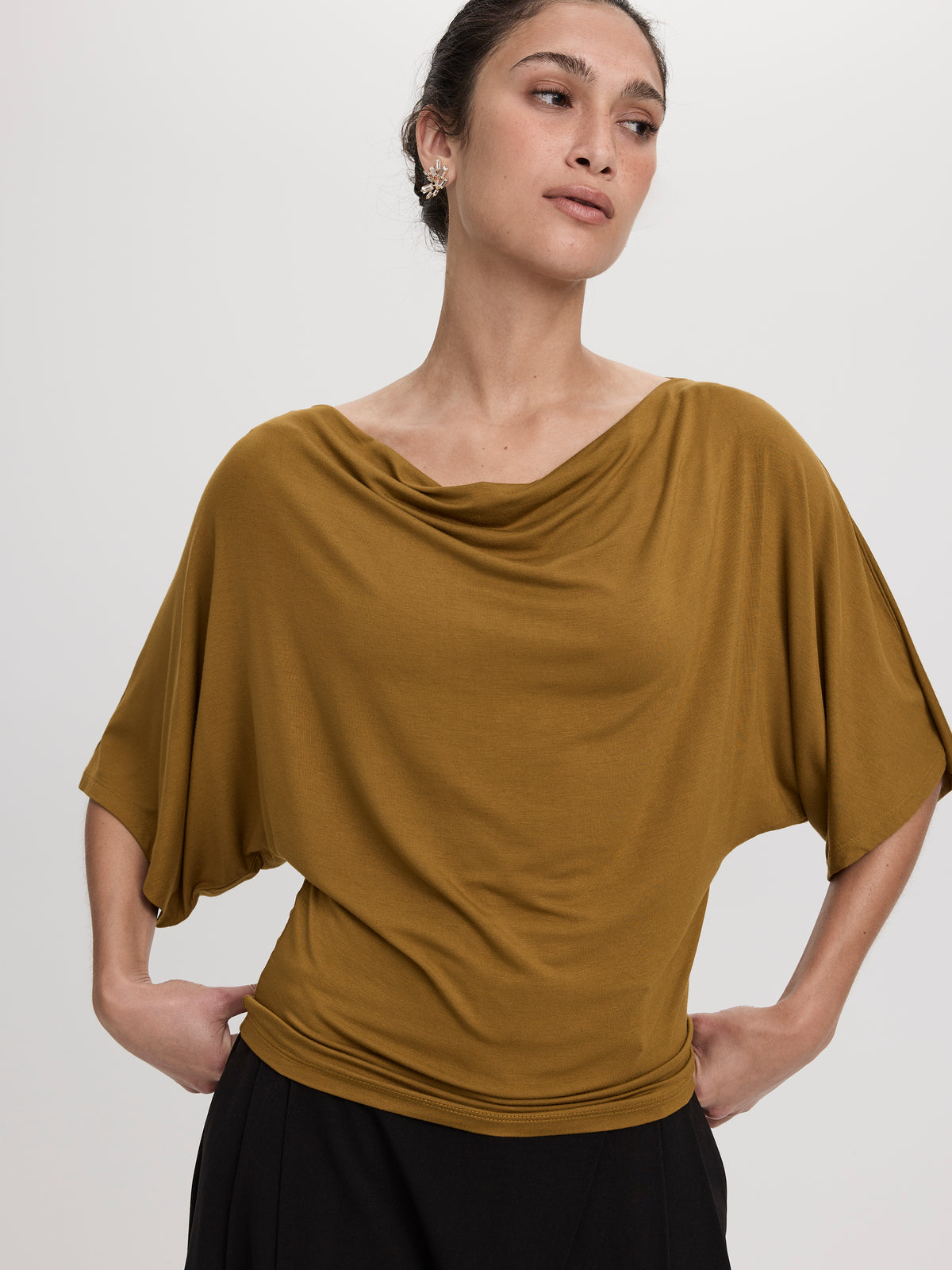 Short-Sleeve Boat-Neck Top
