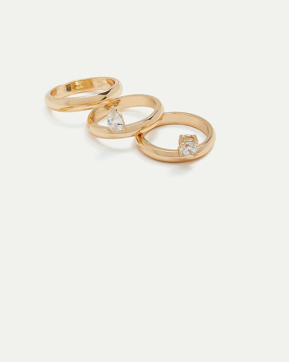 Rings with Rhinestones - Set of 3