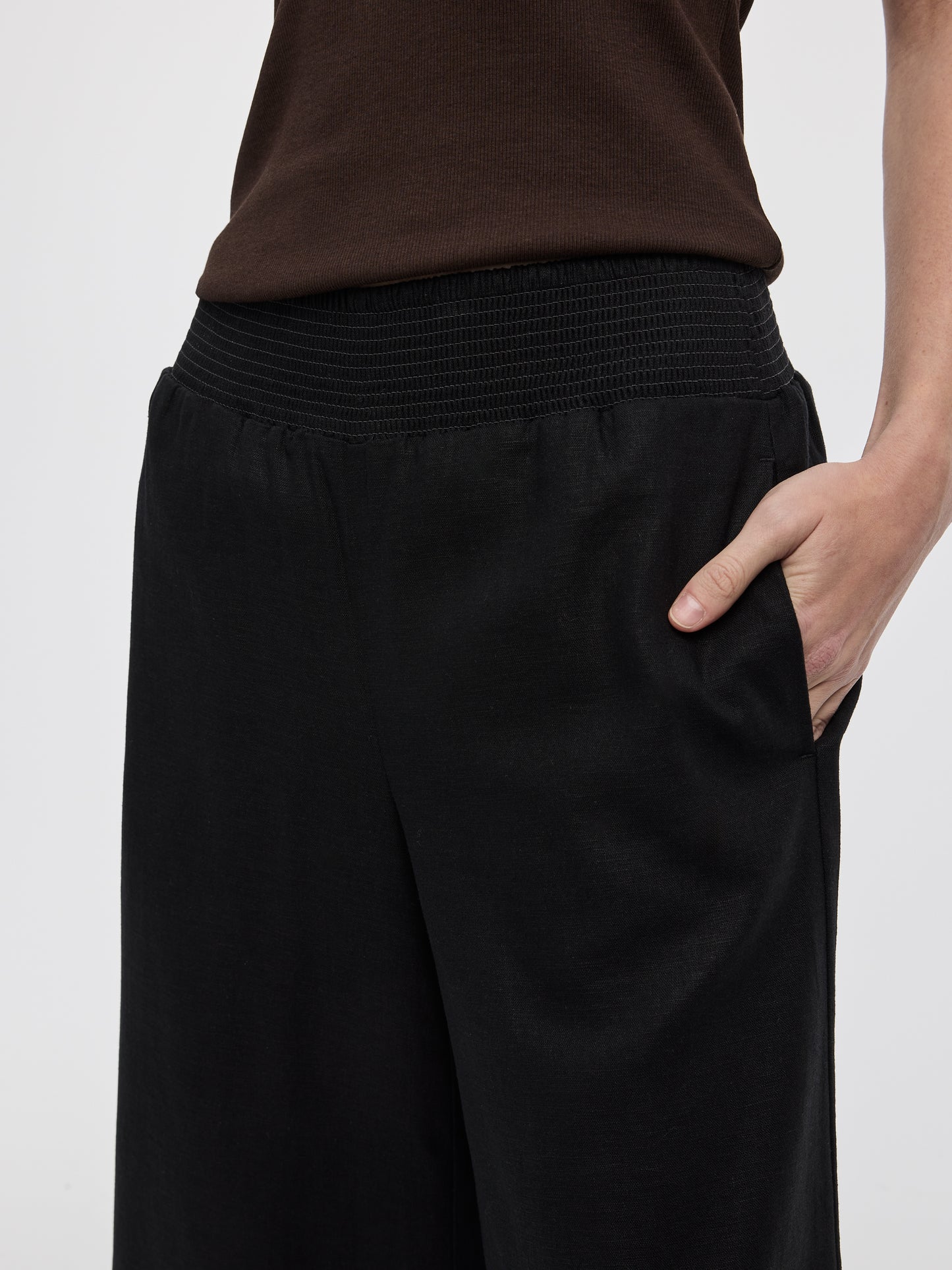 Cropped Wide-Leg Linen-Blend Pant