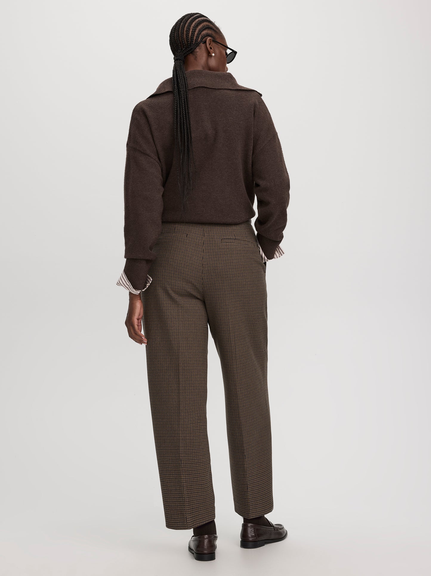 Houndstooth Mid-Rise Barrel Pants - The Timeless - Curvy Fit