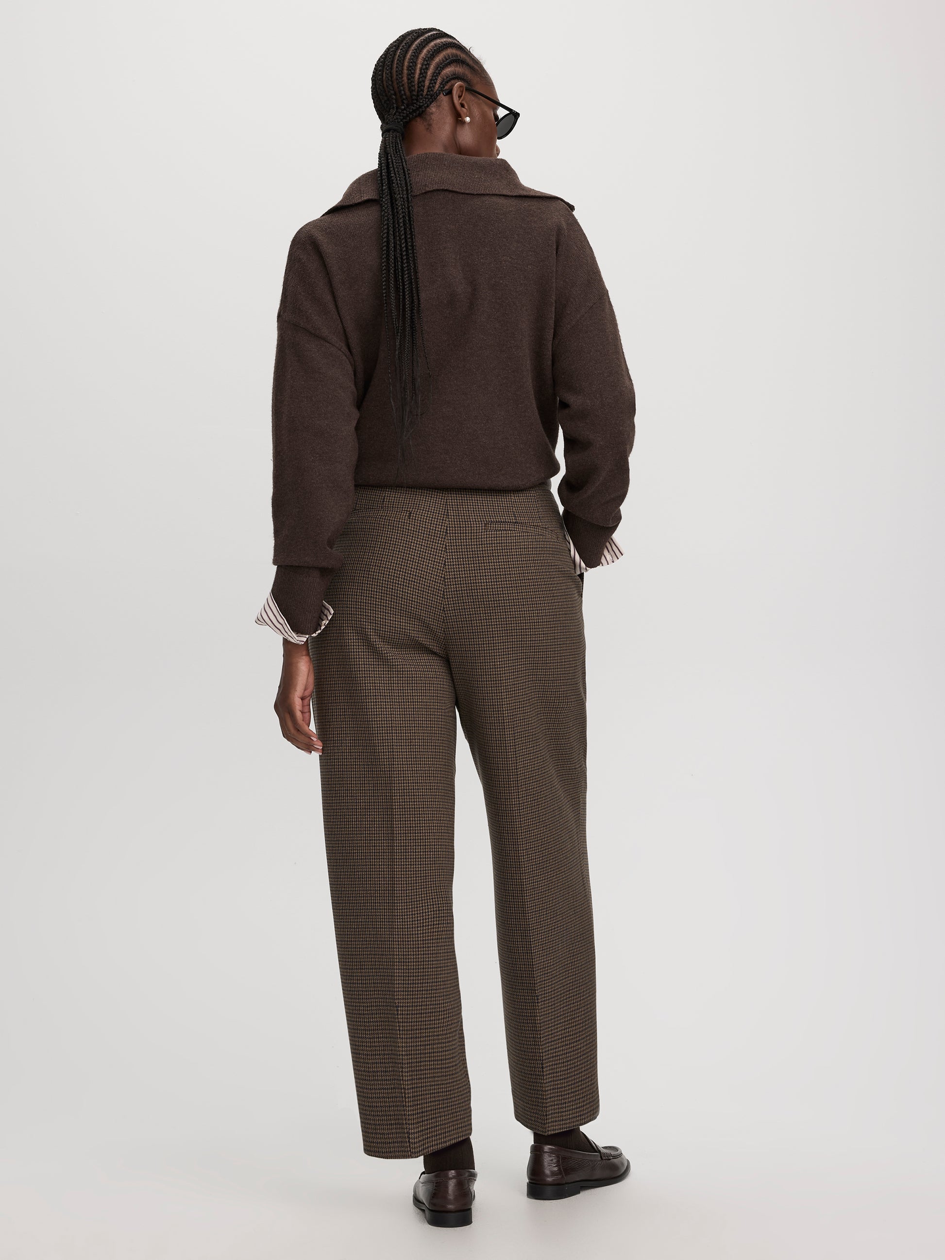 Houndstooth Mid-Rise Barrel Pants - The Timeless - Curvy Fit