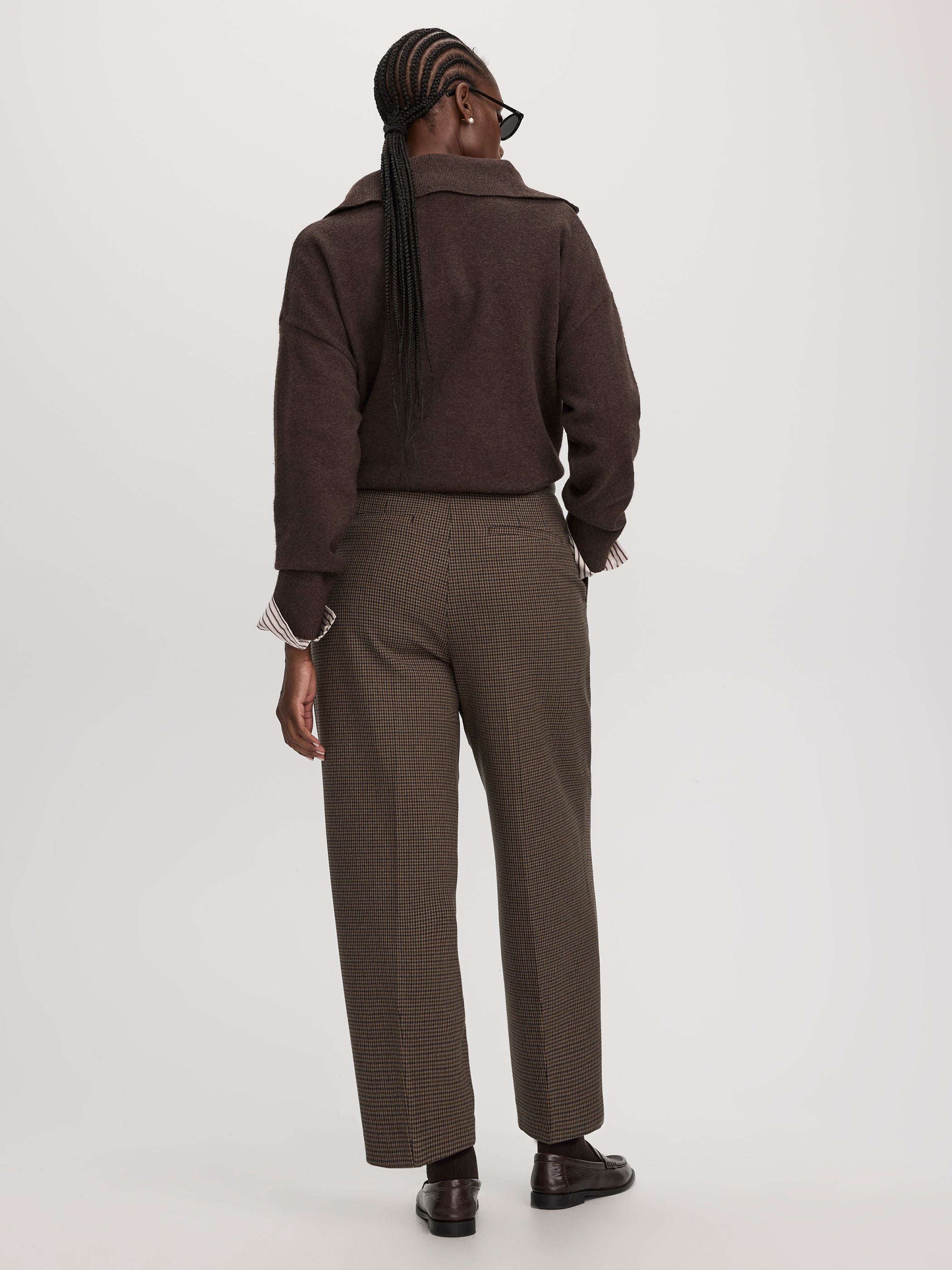 Houndstooth Mid-Rise Barrel Pants - The Timeless - Curvy Fit