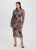 Long-Sleeve Mesh Midi Dress with Side Shirrings