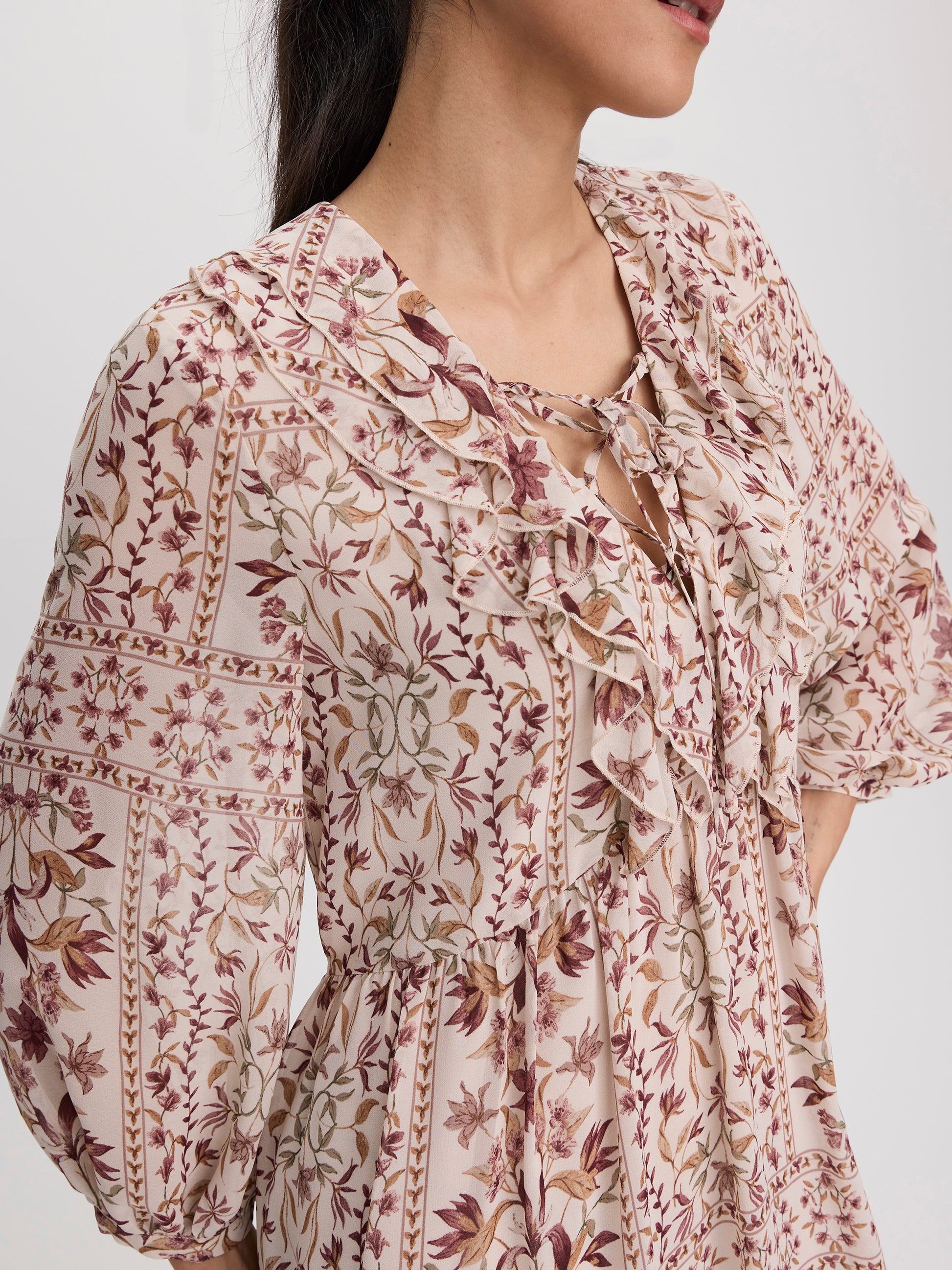 Ruffled V-Neck Maxi Dress