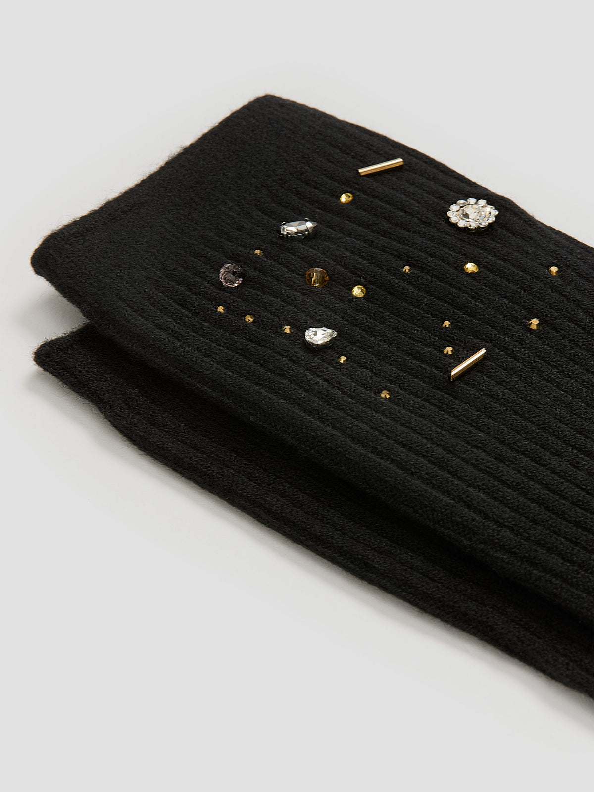 Warm Crew Socks with Beadings at Hem