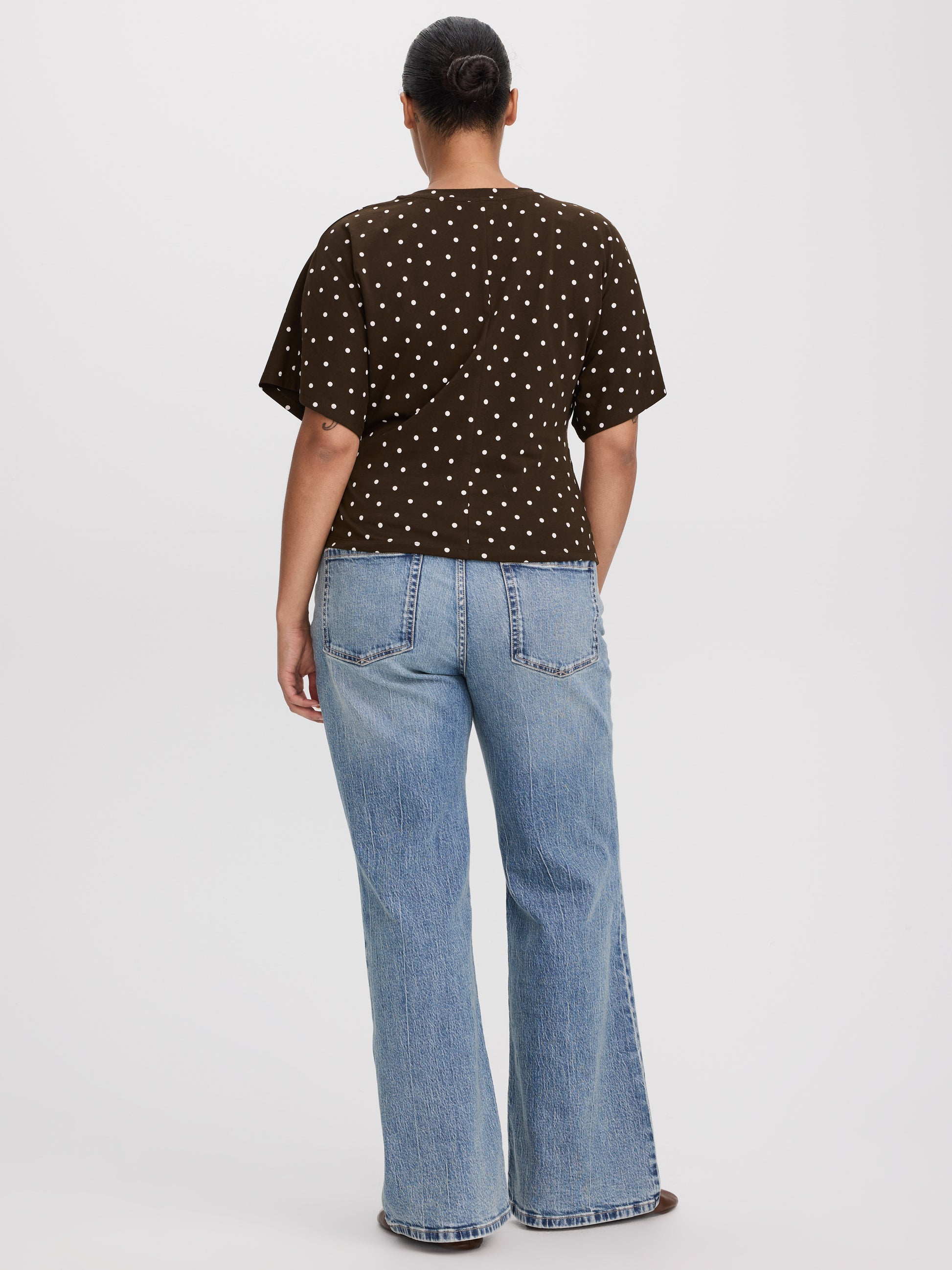 Short-Sleeve Crew-Neck Tee with Shirred Sides